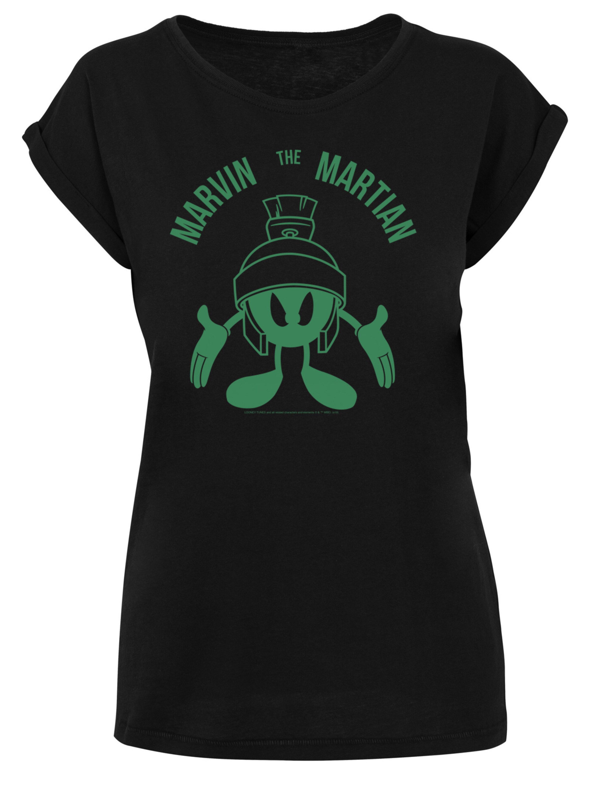 F4NT4STIC Shirt 'Looney Tunes Marvin The Martian Large Head' in Black: front