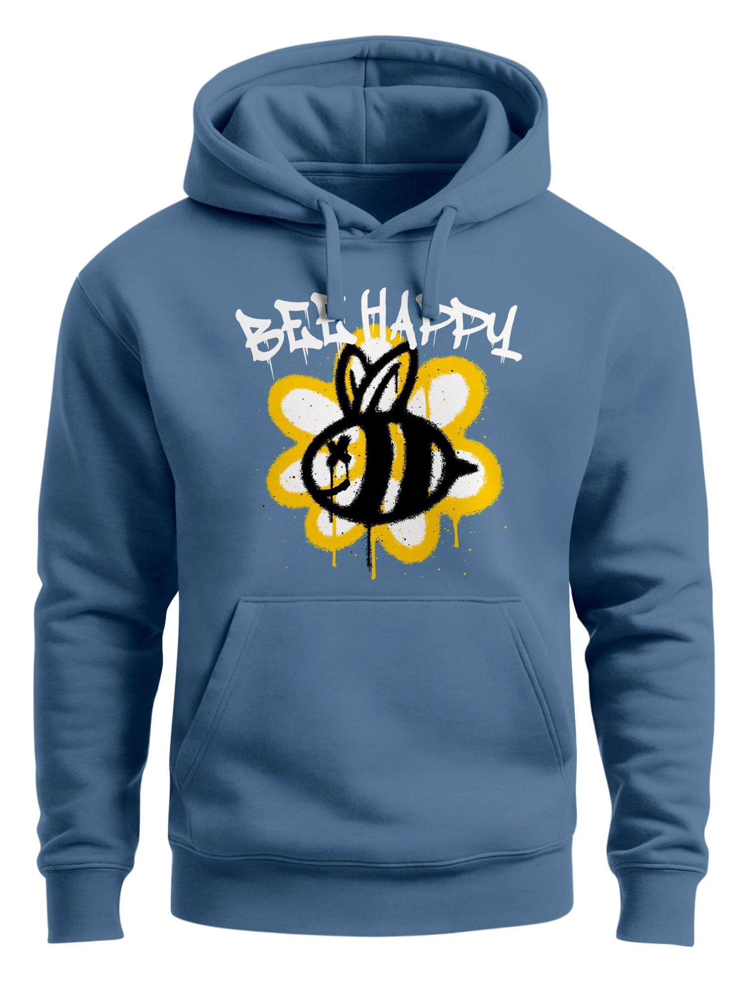 Neverless Sweatshirt 'Bee Happy' in Blue: front
