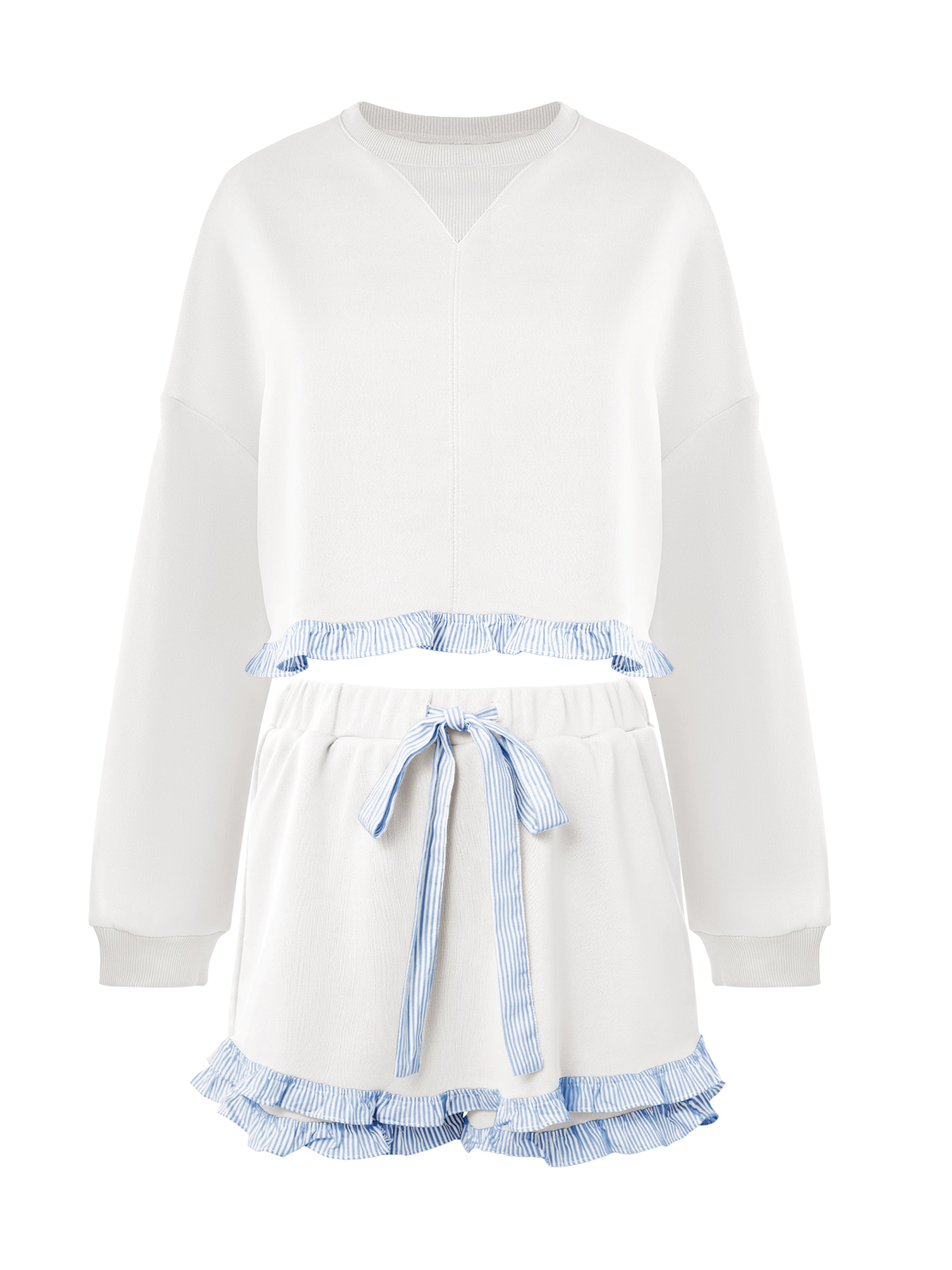 Costum cu pantaloni de la Imily Bela pe alb: față