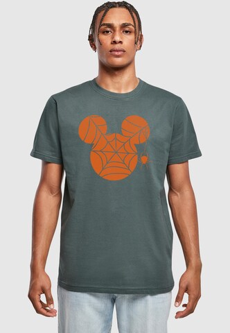 ABSOLUTE CULT Shirt 'Mickey Mouse - Halloween Cobweb' in Green: front