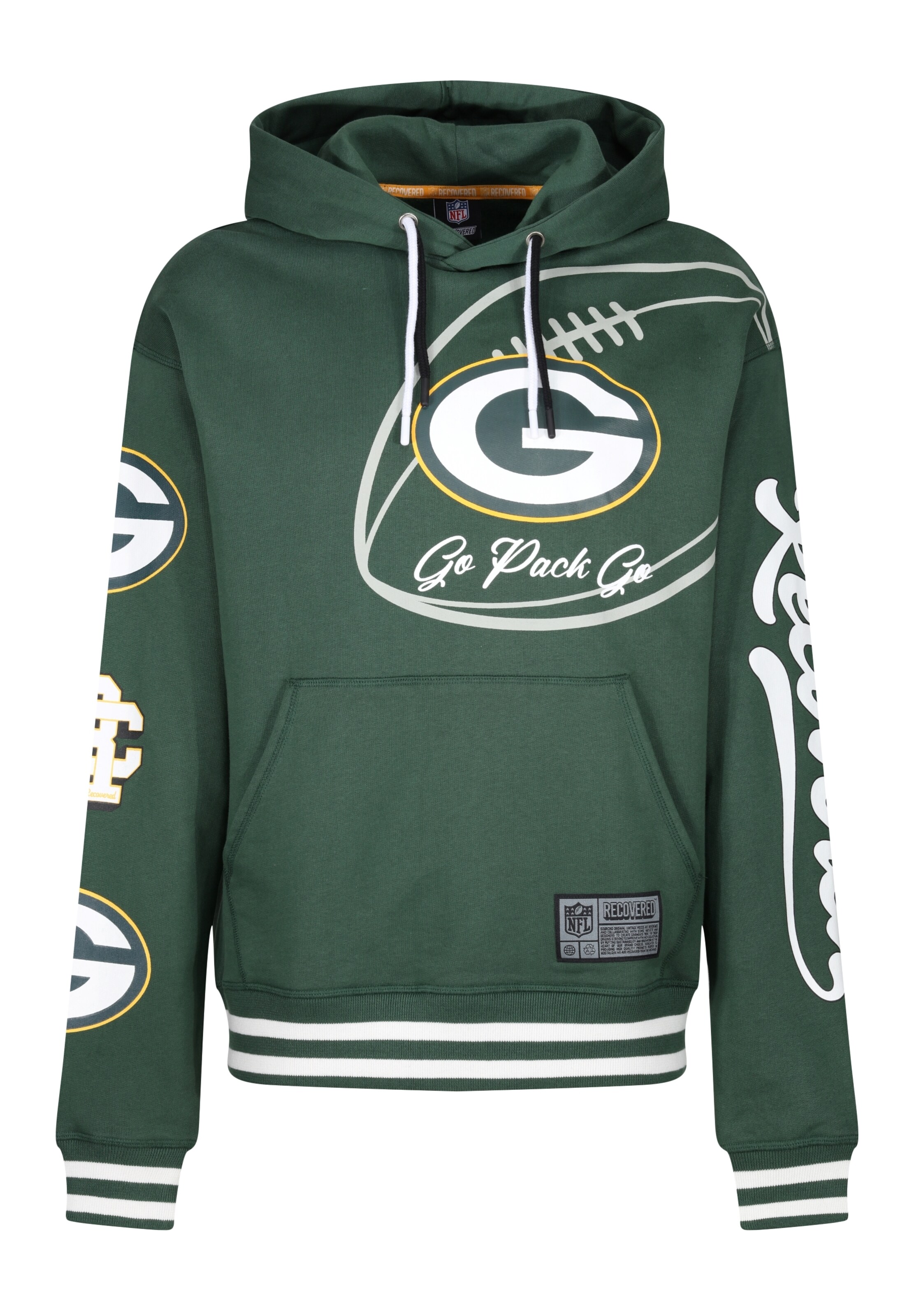 Recovered Sweatshirt 'NFL Packers Go Pack Go' in Groen: voorkant