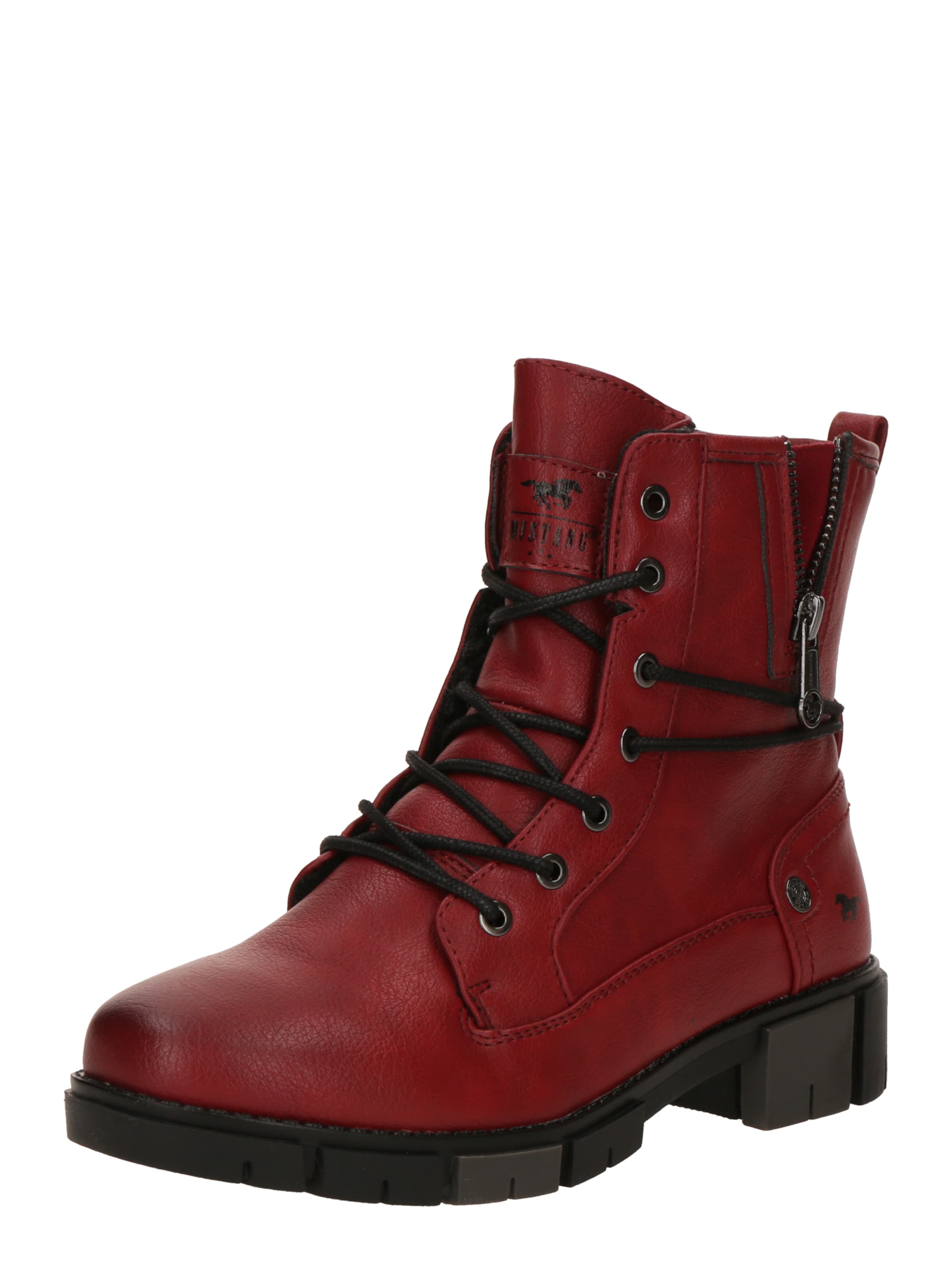 MUSTANG Šněrovací kozačky – červená: přední strana