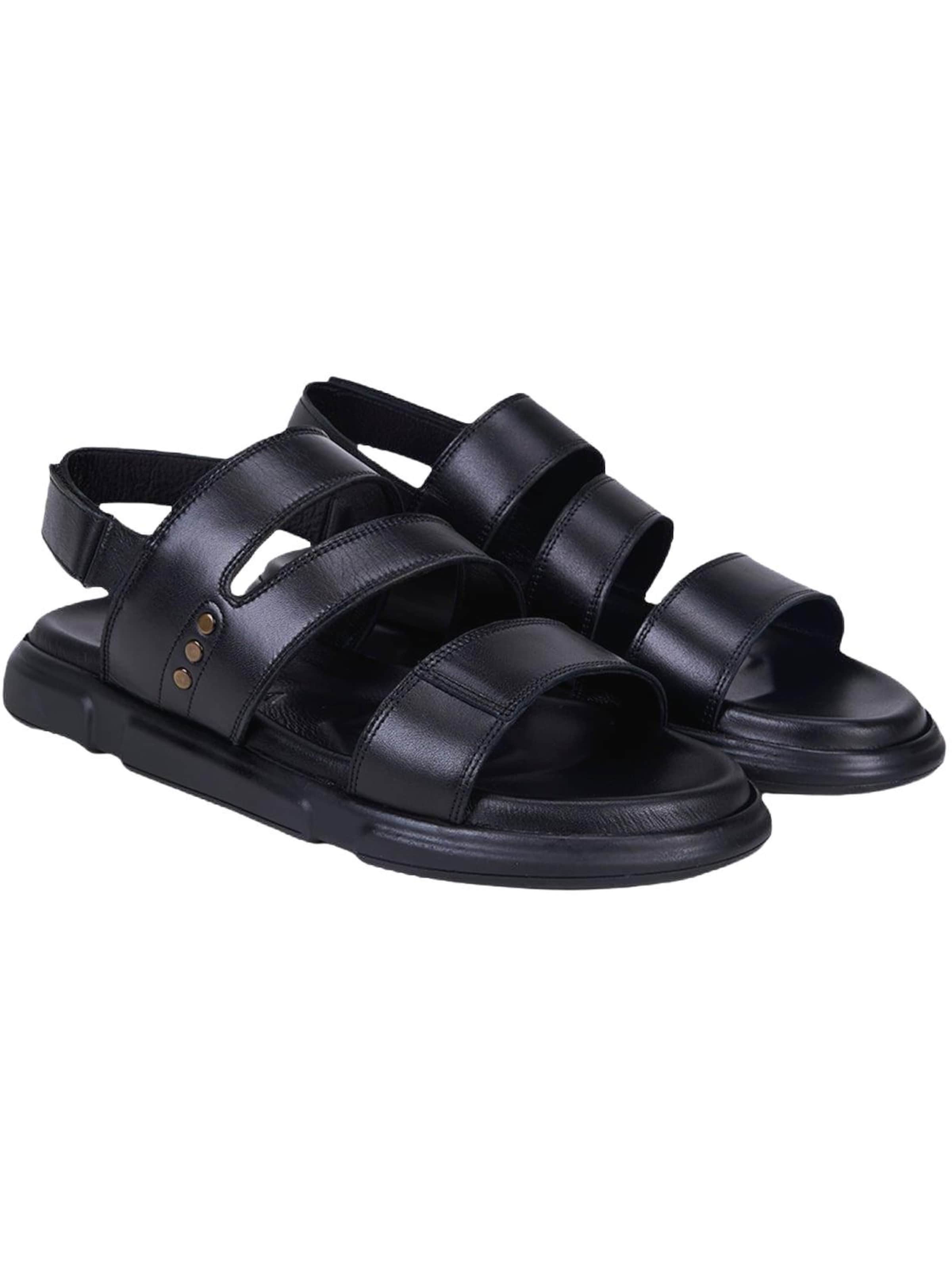 Desa Sandal 'DESA Herren-Ledersandalen mit Nietenbesatz' in Black
