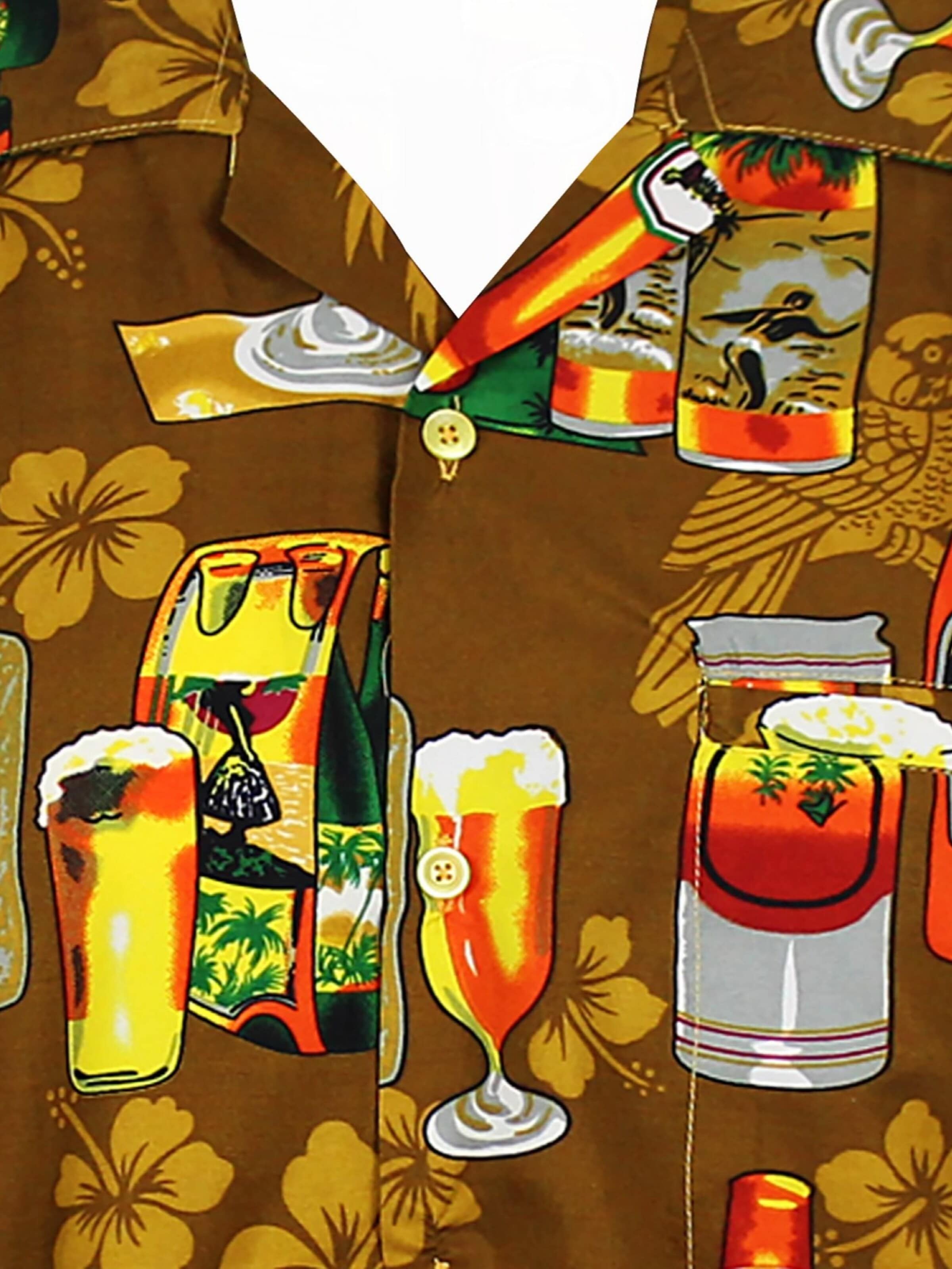 King Kameha Shirt 'Beerbottle' in Geel