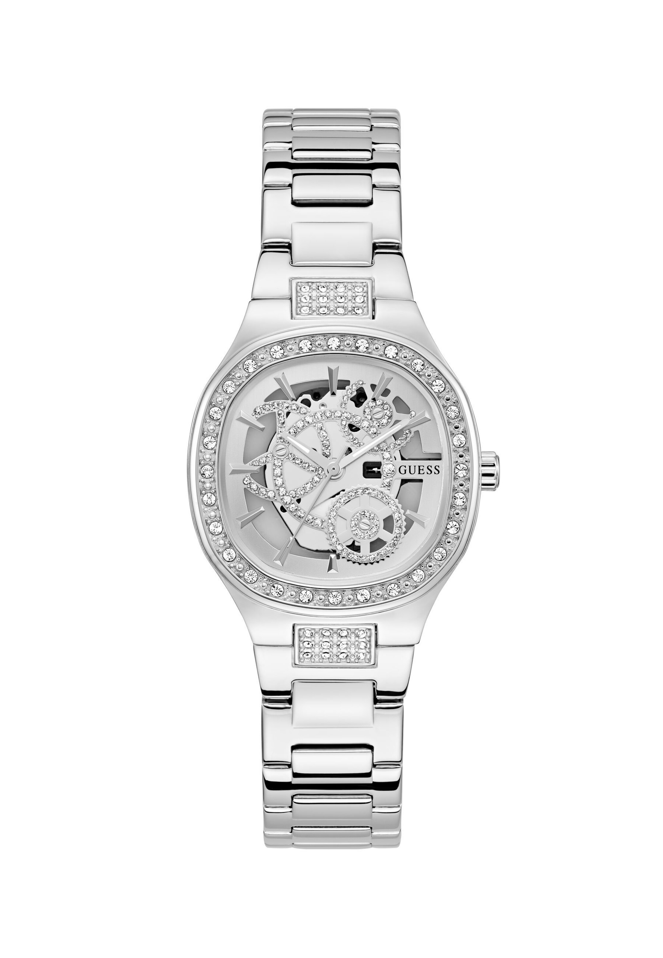 GUESS Analogt ur 'ELECTRA' i sølv: forside