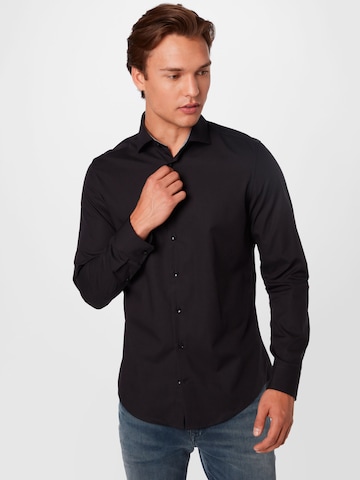 SEIDENSTICKER Slim Fit Businesskjorte i svart: forside