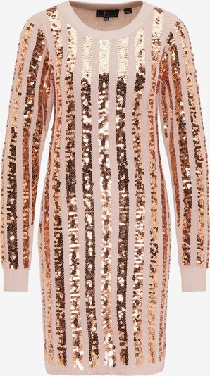 Rochie tricotat faina pe auriu - roz / roz, Vizualizare produs