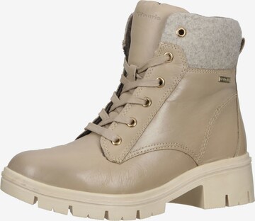 TAMARIS Lace-Up Ankle Boots in Beige: front