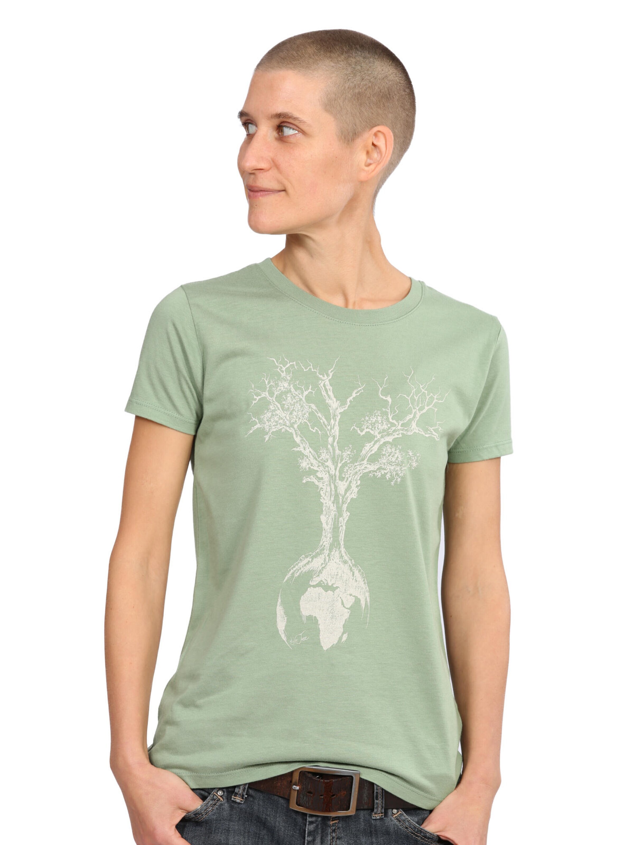 Maglietta 'Weltenbaum' di Life-Tree in verde