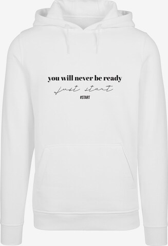 Merchcode Sweatshirt 'Just Start' in White: front