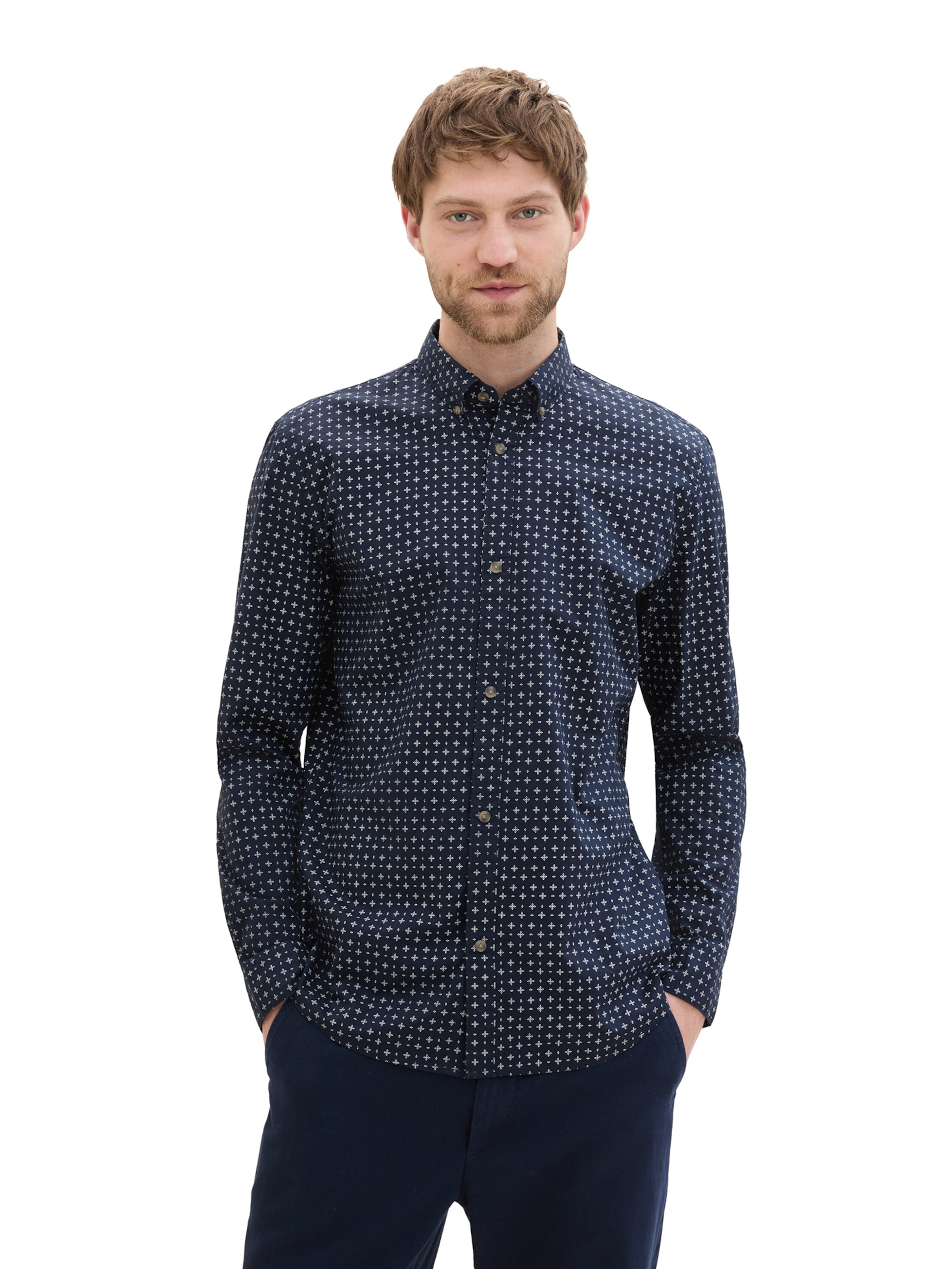 TOM TAILOR DENIM Slim fit Button Up Shirt in Blue: front