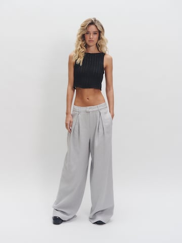 millane Wide leg Bandplooibroek 'Thalisa' in Grijs