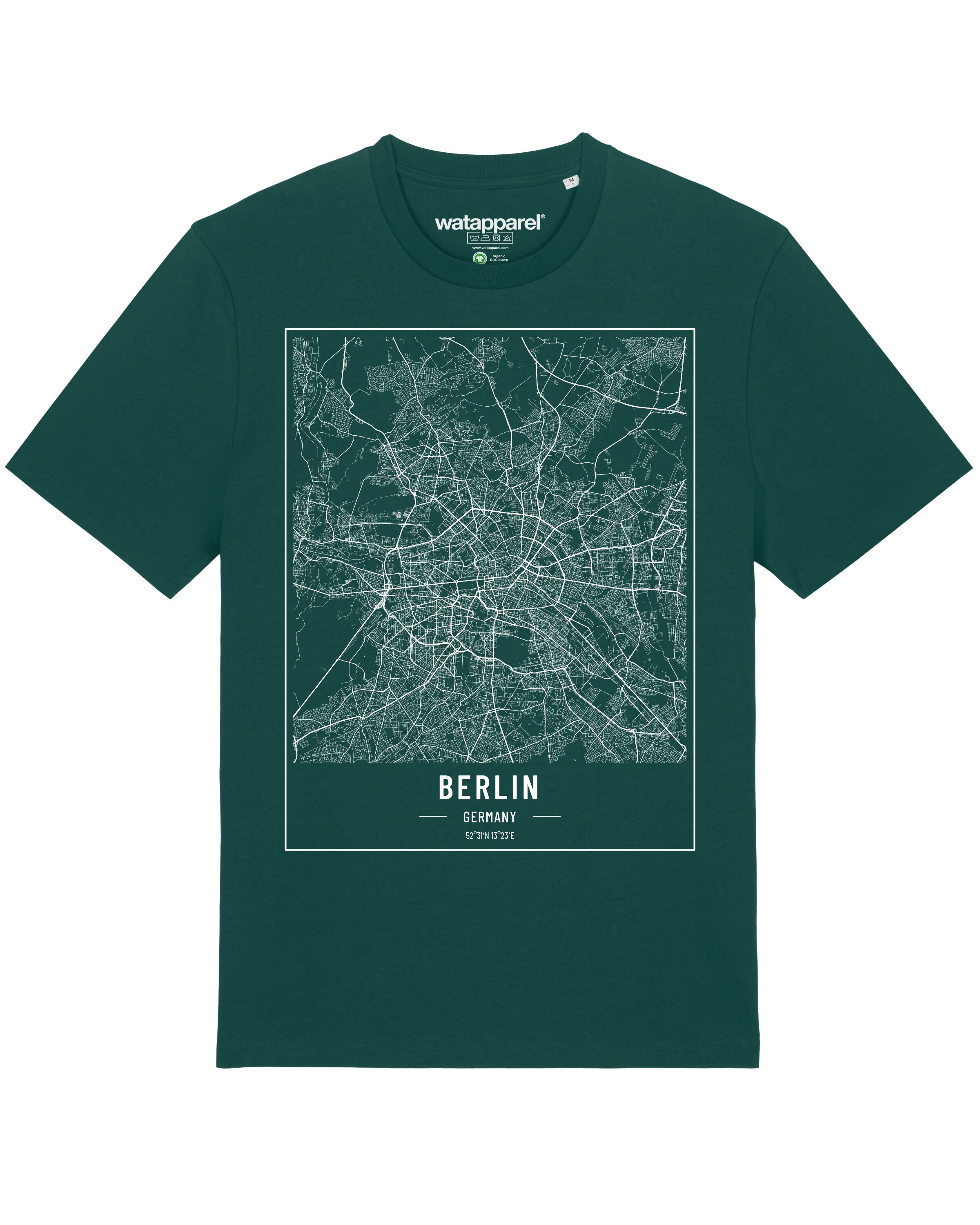 Watapparel T-Shirt ' City maps Berlin Landkarte ' in Grün: Vorderseite
