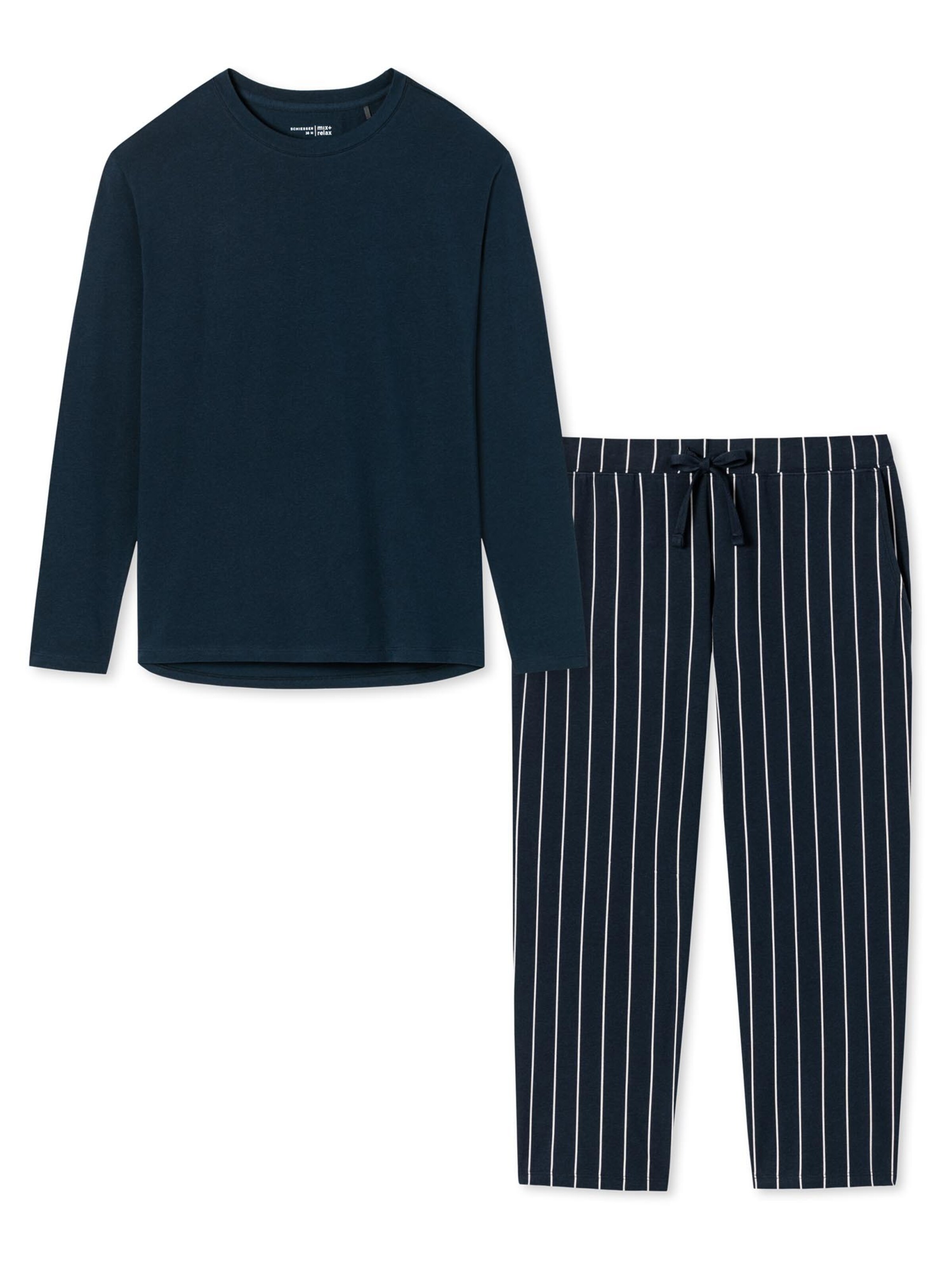 SCHIESSER Pyjama 'Organic Cotton' in Blauw: voorkant