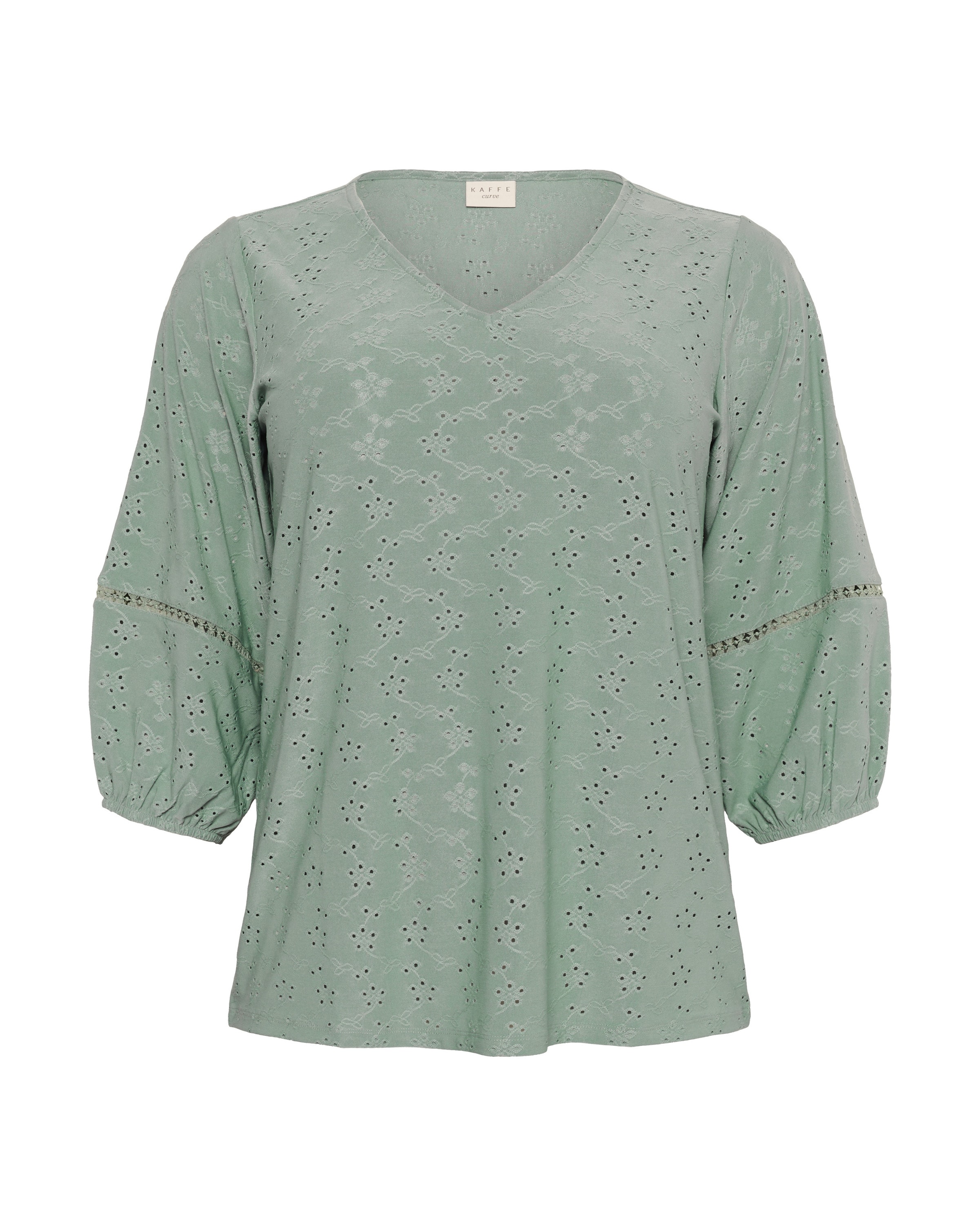 KAFFE CURVE Blouse 'KCTara' in Groen: voorkant