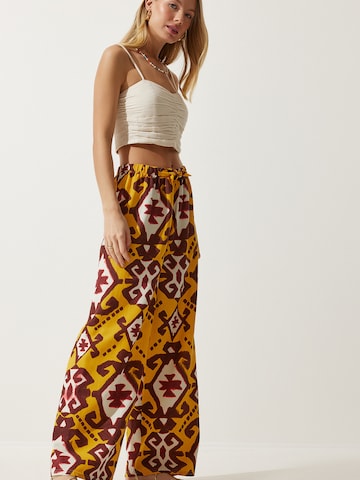 Happiness İstanbul Široke hlačnice Hlače | rumena barva