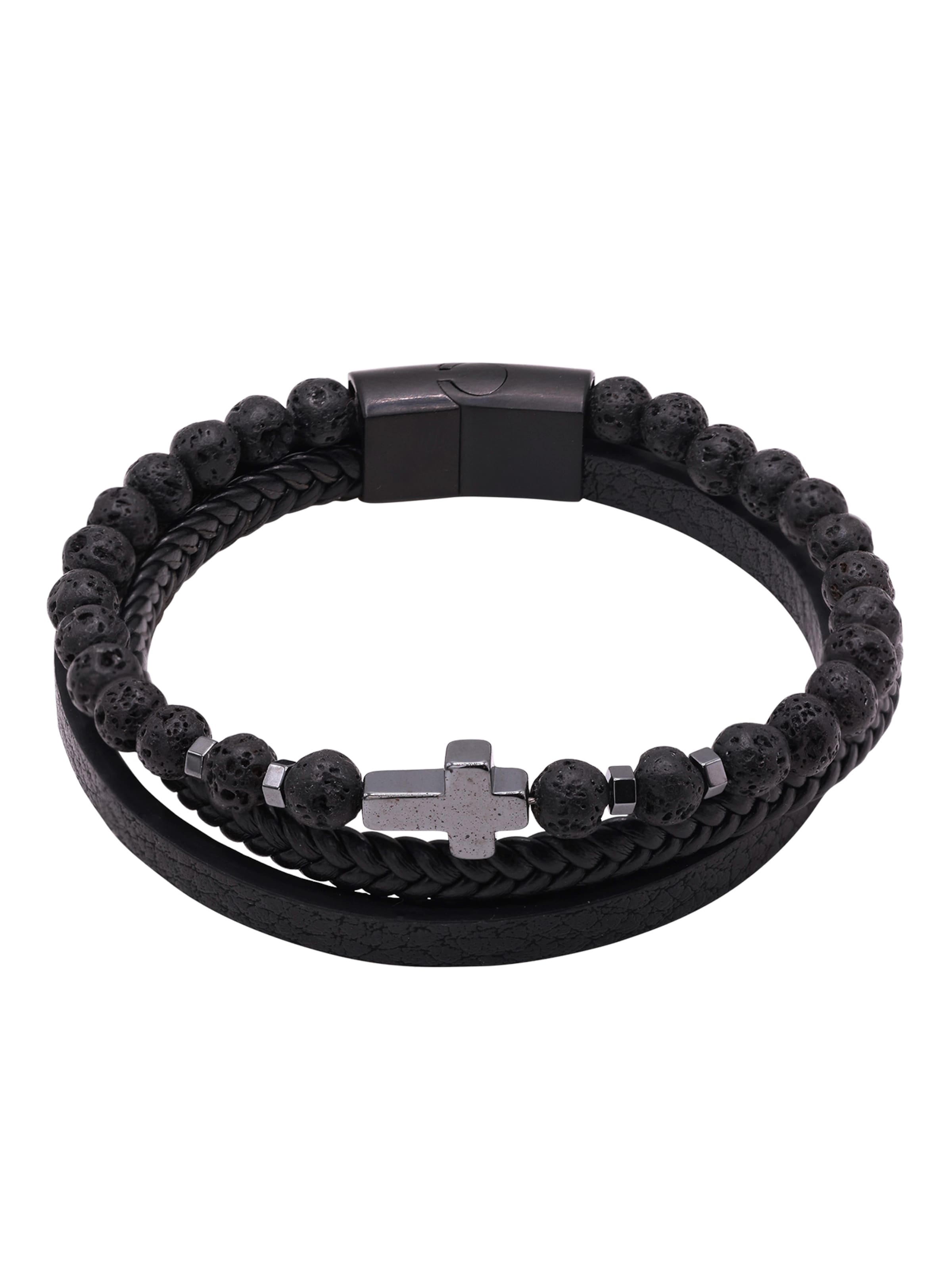 Heideman Armband 'Glenn' in Schwarz: Vorderseite