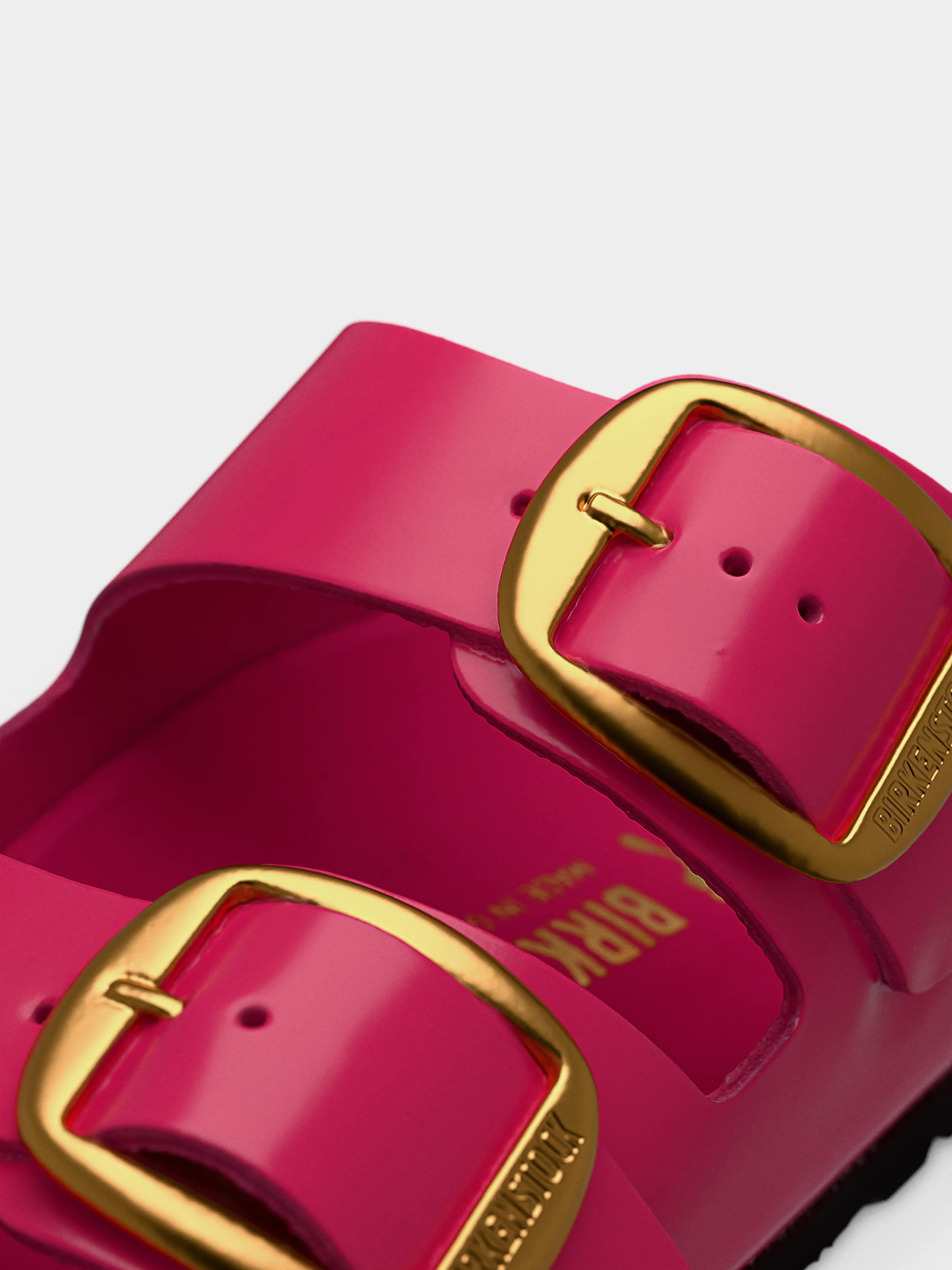 Birkenstock Arizona Big Buckle Natural Leather Patent High-Shine Fuchsia Tulip — foto 6