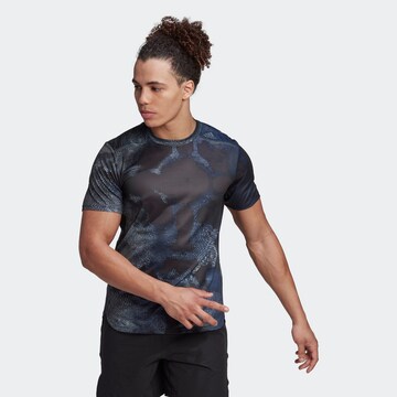 ADIDAS SPORTSWEAR Performance Shirt 'D4T Hiit Allover Print' in Black: front