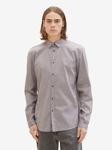 TOM TAILOR DENIM Regular Fit Skjorte i grå: forside