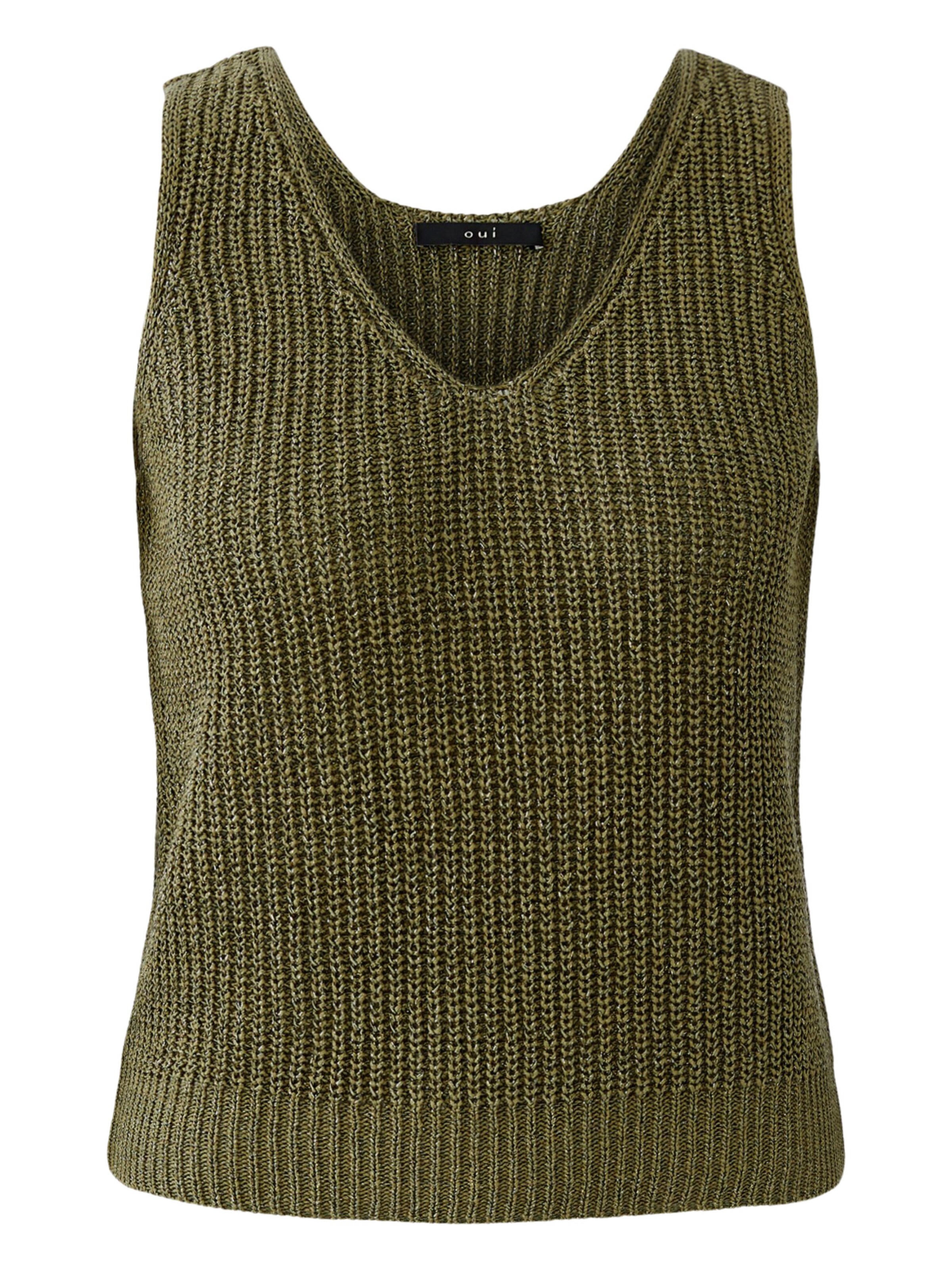 OUI Knitted Top in Green: front