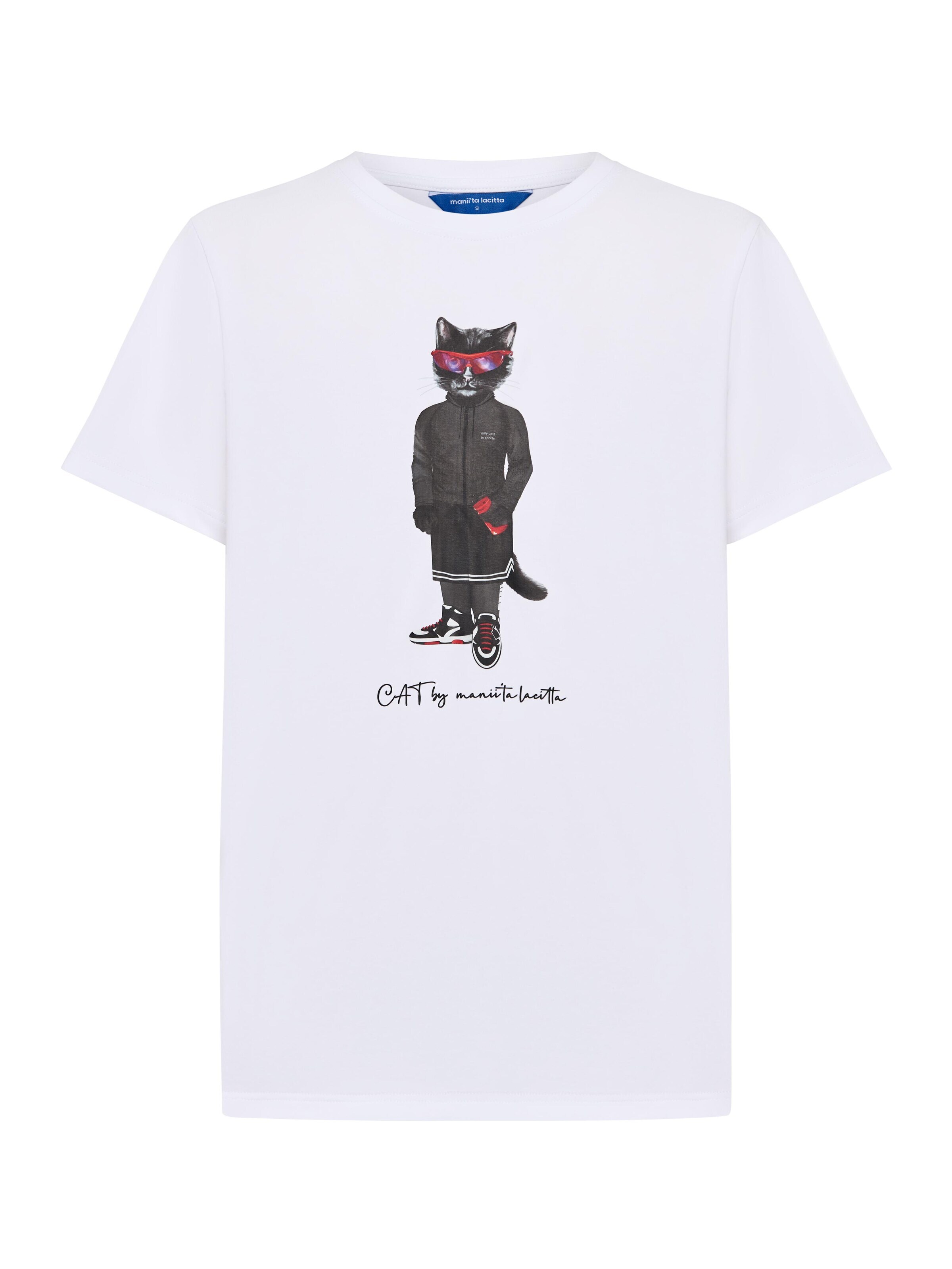 Cat e Lolette Shirt 'Sport Cat' in Wit: voorkant