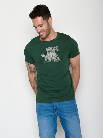 GREENBOMB Shirt 'Guide Turtle Walk' in Groen: voorkant