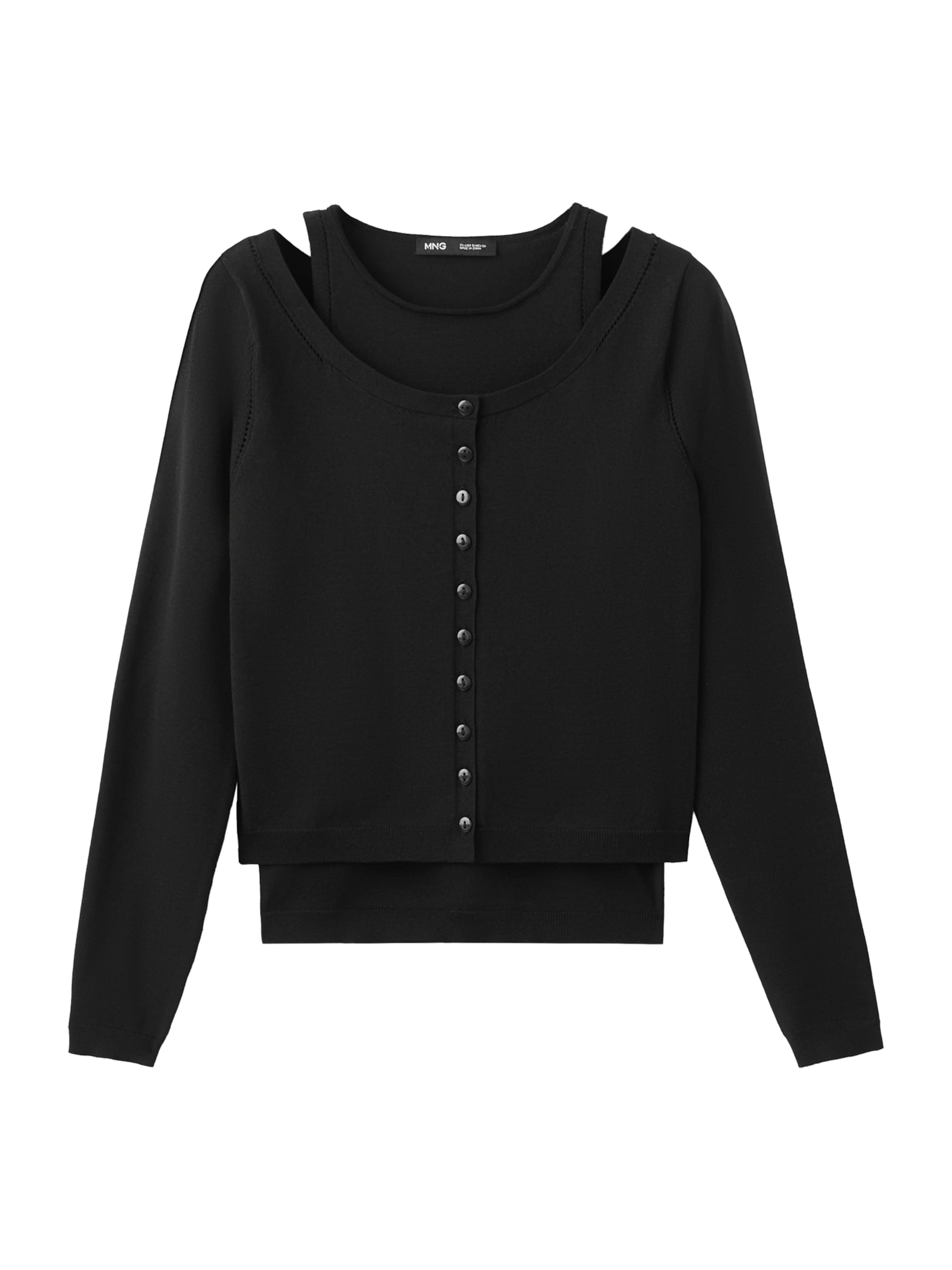 MANGO Kardigán 'Linette' - fekete: elől