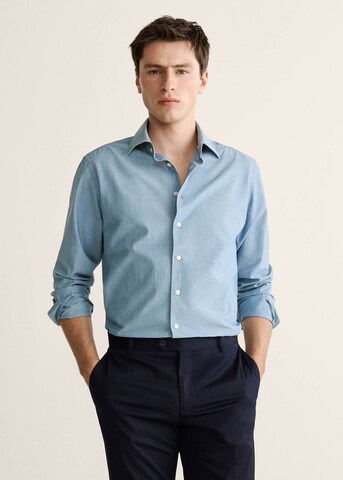 MANGO MAN Slim fit Button Up Shirt 'Selection' in Blue: front