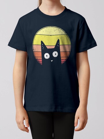 watabout.kids Shirt 'Sunset Cat' in Blue: front