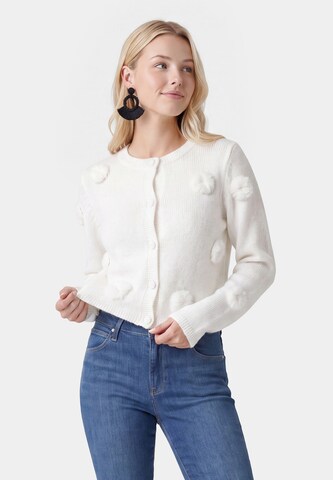 IZIA Knit Cardigan in White: front