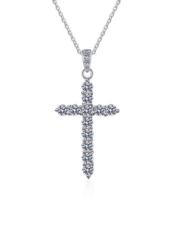 Staufergold Necklace 'Moissanit-Anhänger Kreuz 1,2ct' in Silver: front