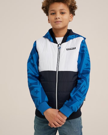 Geacă de primăvară-toamnă de la WE Fashion pe albastru: față