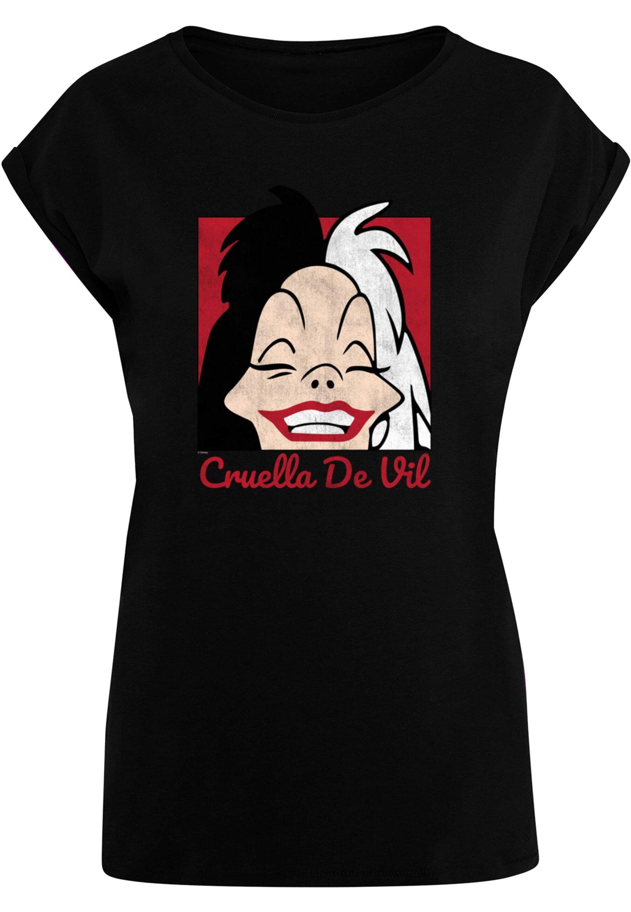 T-shirt '101 Dalmations - Cruella De Vil Head' ABSOLUTE CULT en noir : devant