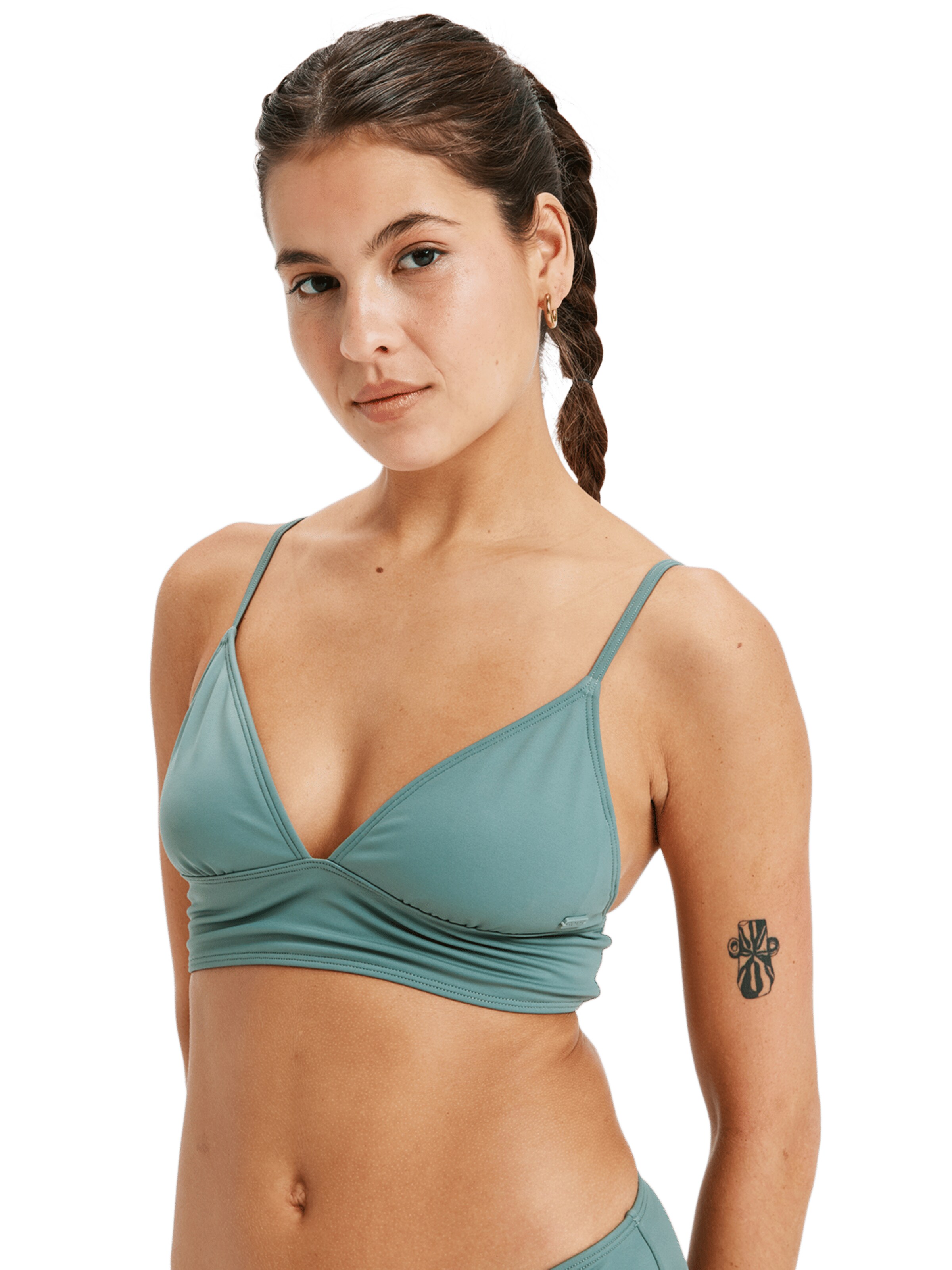 ROXY Triangel Bikinitop 'Beach Classics Solid' in Grün: Vorderseite