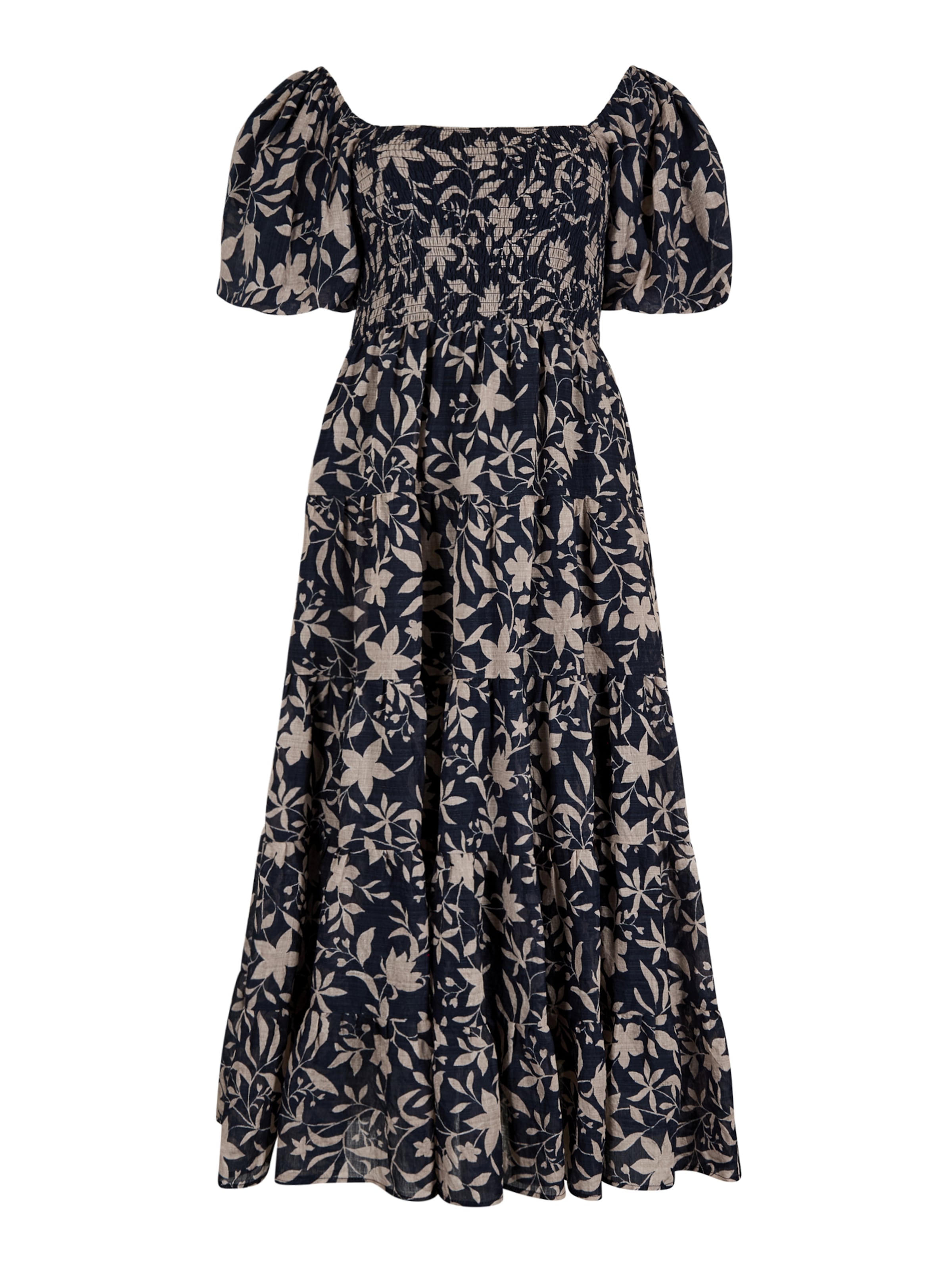 Apricot Sarasa Floral Tiered Midi Dress ' ' in Blau: Vorderseite