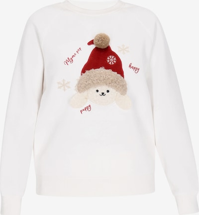 MYMO Sweater majica 'Pop' u bež / klasično crvena / crna / prljavo bijela, Pregled proizvoda