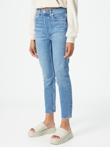 Skinny Jeans '90S HIGH RISE ANKLE CROP' de la RE/DONE pe albastru: față