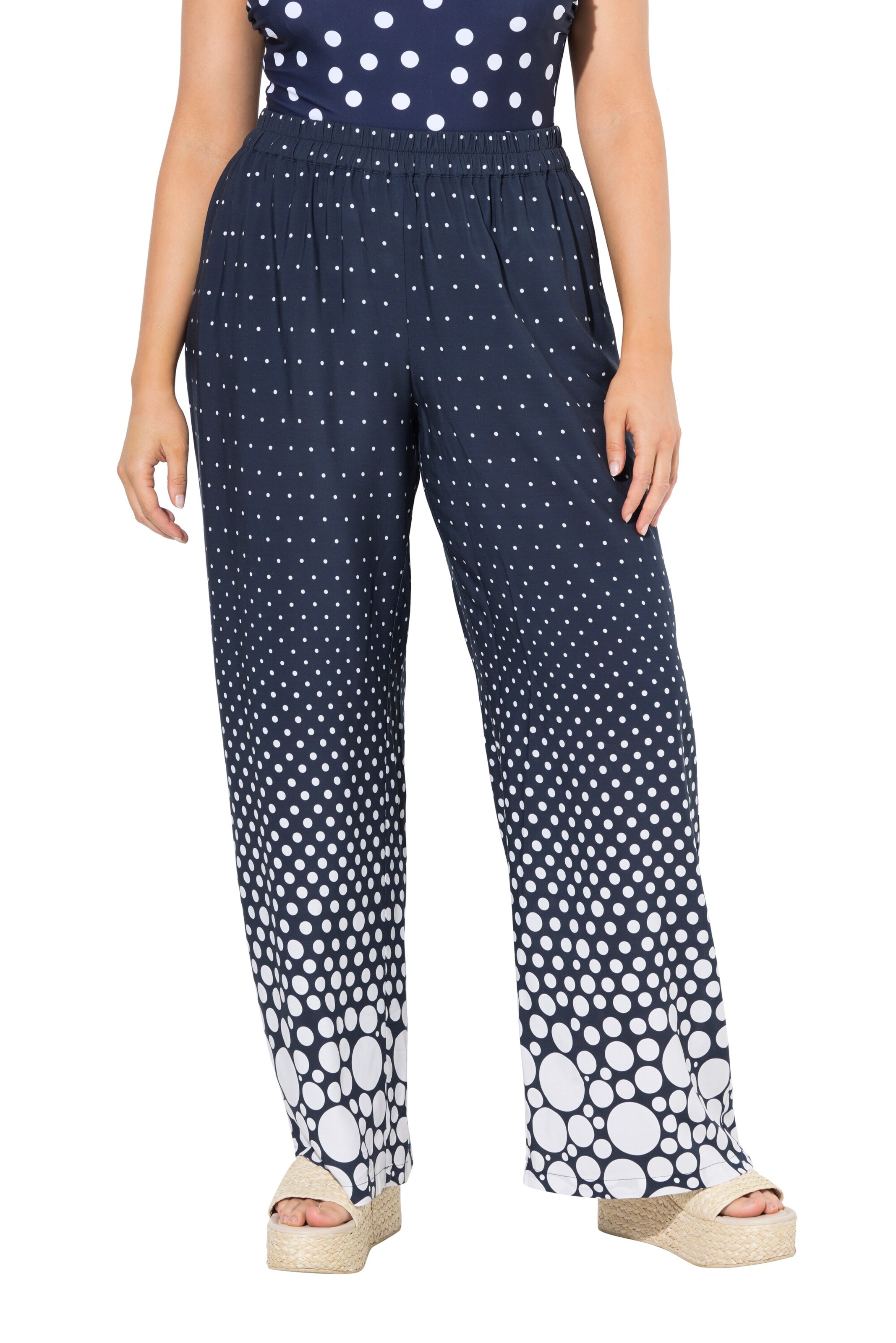 Ulla Popken Wide Leg Hose in Blau: Vorderseite