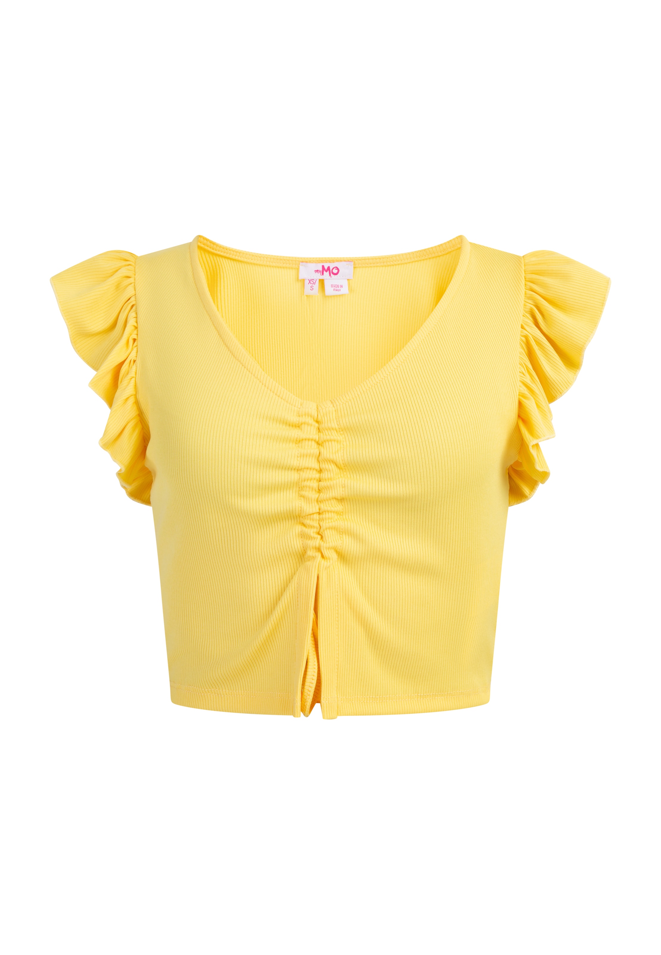 Top de la MYMO pe galben: față