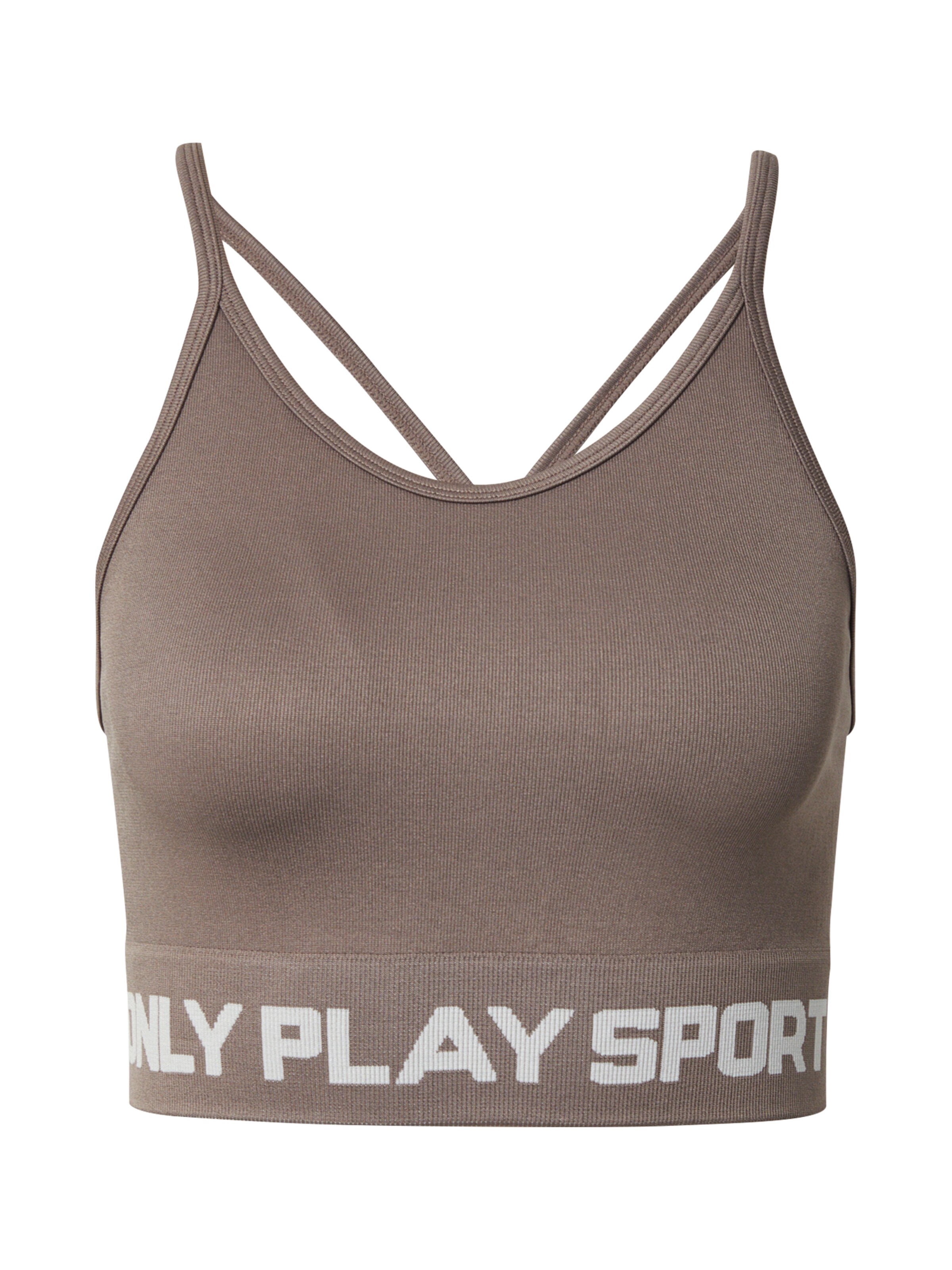 ONLY PLAY Õlapaelteta topp Spordirinnahoidja 'ONPNanna-1', värv pruun: eest vaates