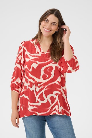 KAFFE CURVE Bluse 'Maren Frill' in Rot: Vorderseite