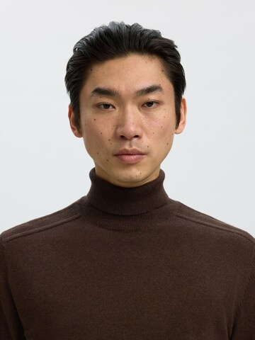 Coupe regular Pull-over 'SLHBerg' SELECTED en marron
