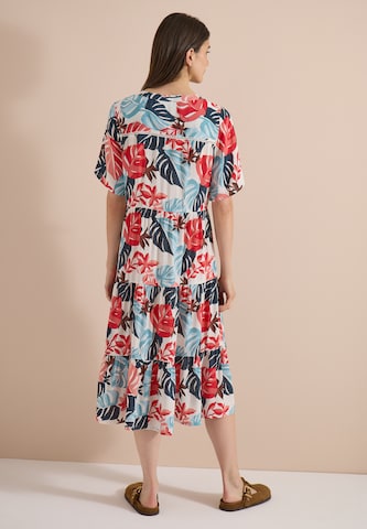 CECIL Midikleid mit Split Neck und Print in Weiß