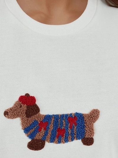 Hiccup Sweatshirt in ecru / braun / mokka / rot, Produktansicht