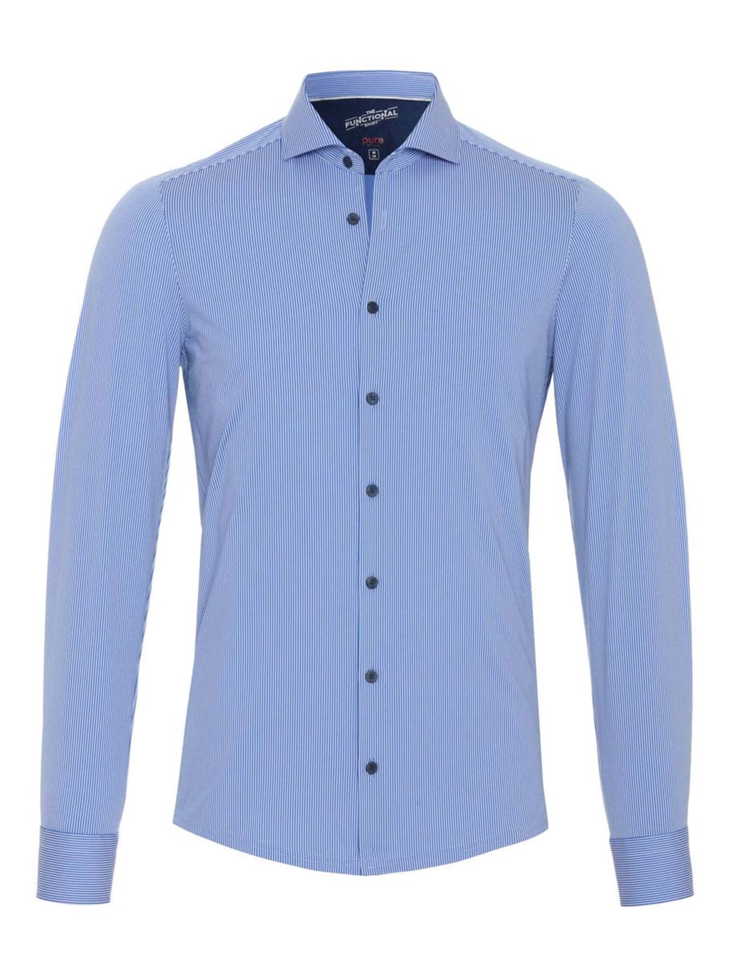 PURE Slim fit Overhemd in Blauw: voorkant