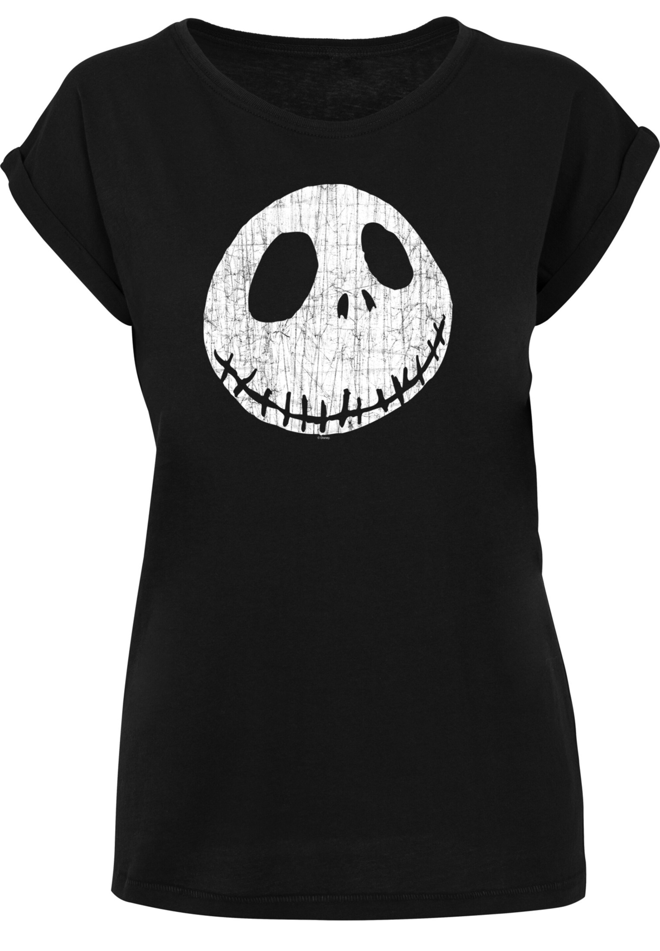 F4NT4STIC Shirt 'Disney The Nightmare Before Christmas Jack Cracked Face' in Black: front