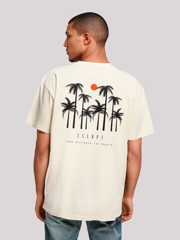 F4NT4STIC Shirt 'Escape Discover the World Palm Trees Black' in Beige