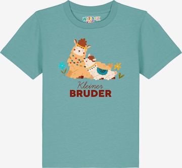watabout.kids Shirt 'Lama Kleiner Bruder' in Blue: front