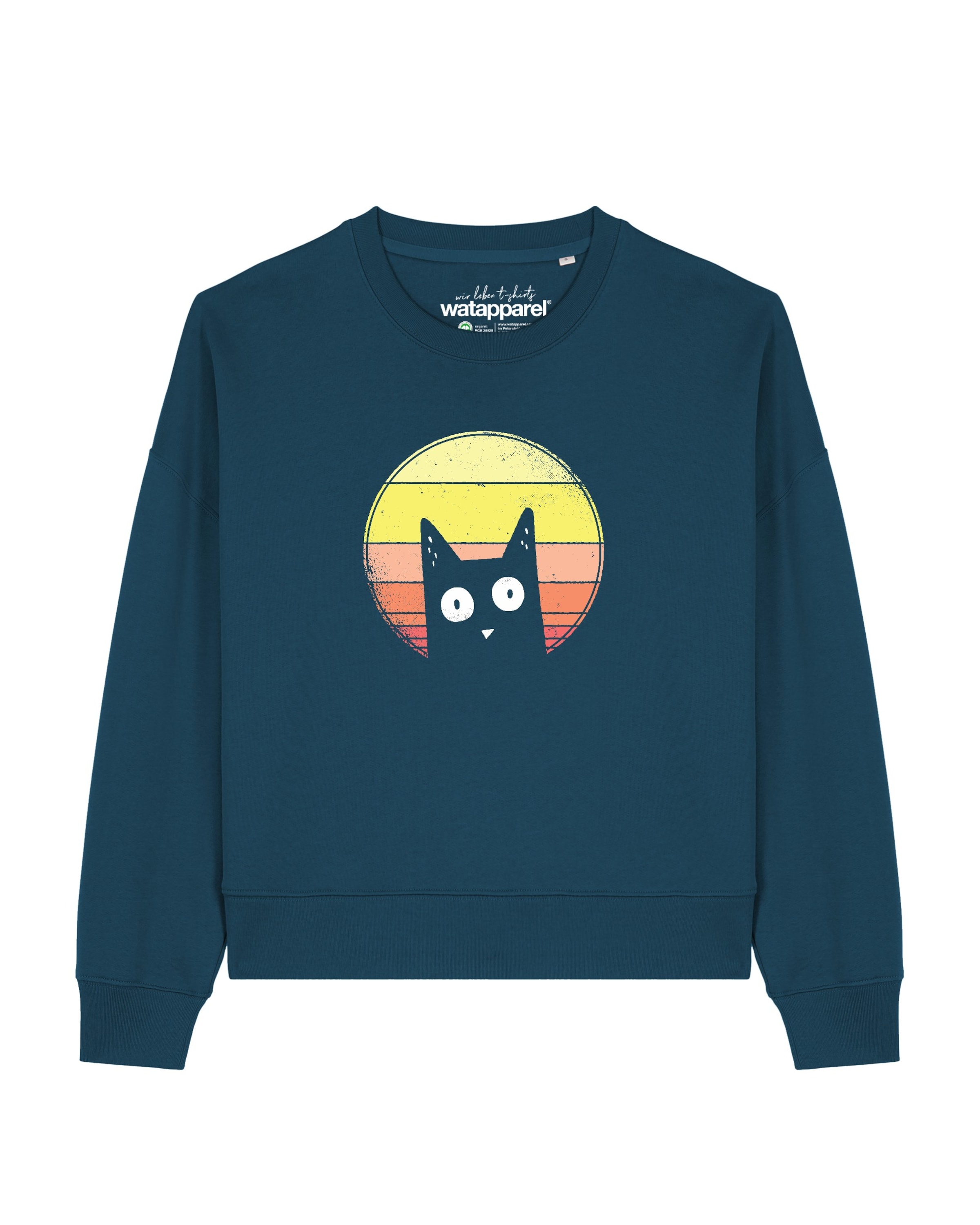 Watapparel Sweatshirt ' Sunset Cat ' in Blauw: voorkant